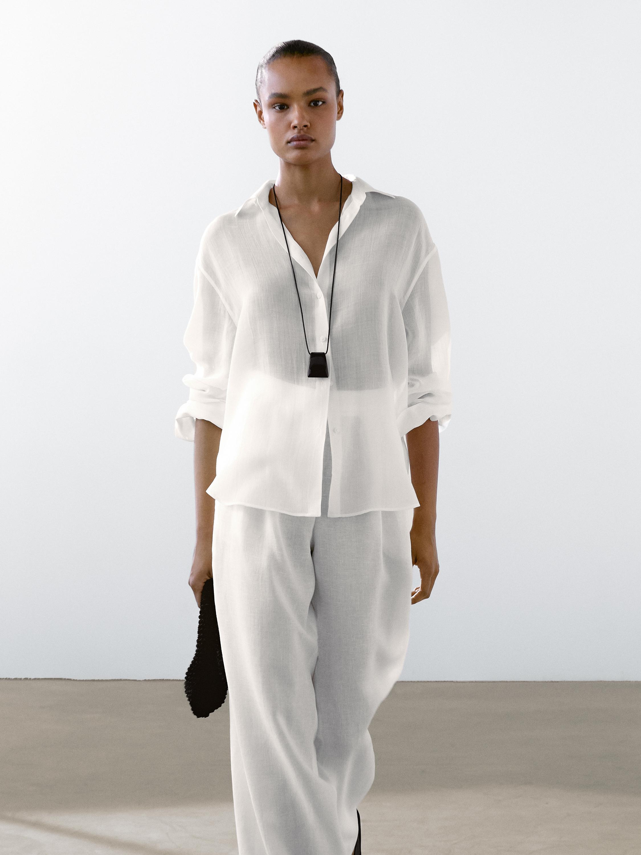 Flowing ramie blend shirt